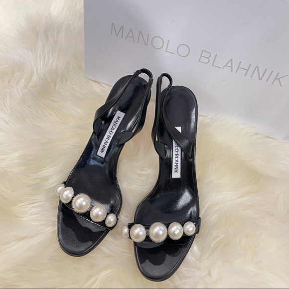 Manolo Blahnik Shoes - Manolo Blahnik Pearl Slingback Sandals